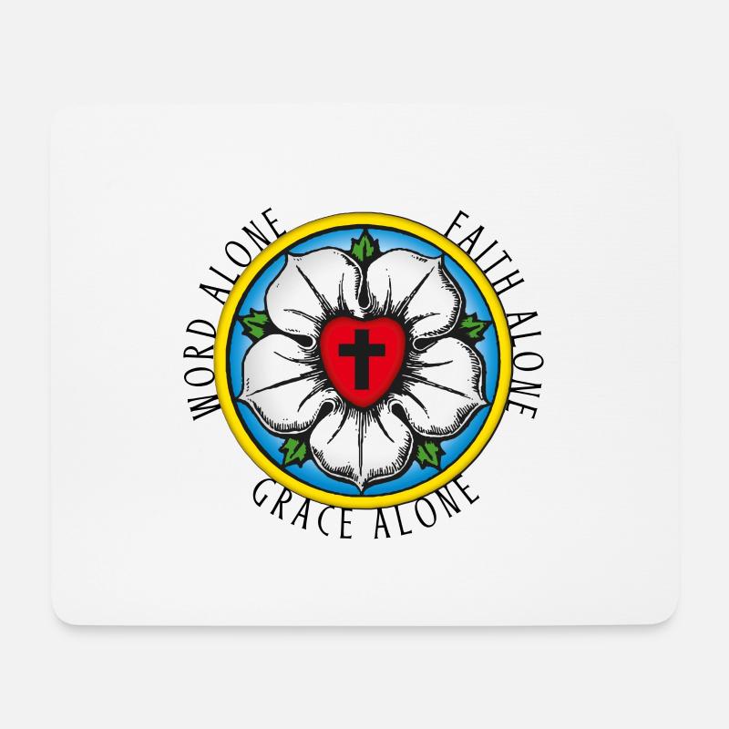 Luther. Rose. Word-Grace-Faith Alone. Reformation. - Mousepad (Querformat) - Weiß