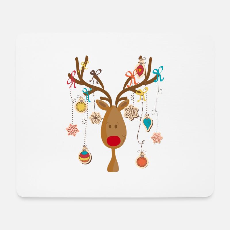 Élan avec décoration d’arbre de Noël - Tapis de souris (format paysage) - blanc
