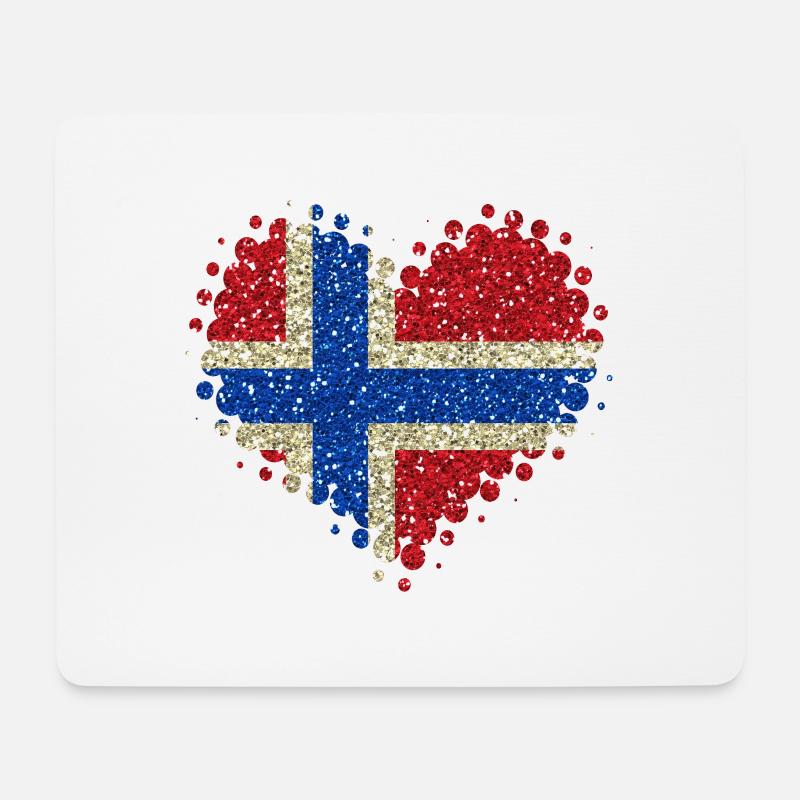 Ich Liebe Norwegen - Fahne Glitzer Nationalfarben - Mousepad (Querformat) - Weiß