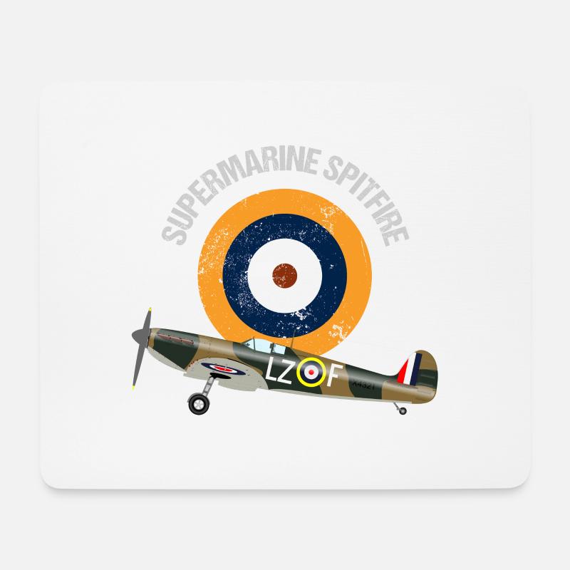 Retro Design Supermarine Spitfire Warbird Flugzeug - Mousepad (Querformat) - Weiß