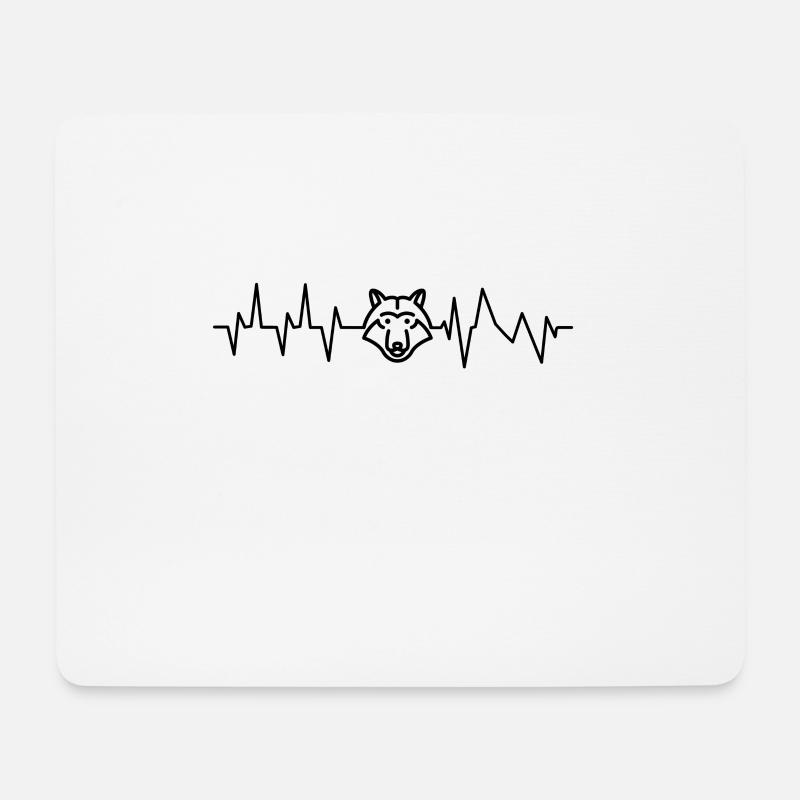 Wolf Shirt · Wölfe · Wolfshund · Heartbeat · Tiere - Mousepad (Querformat) - Weiß
