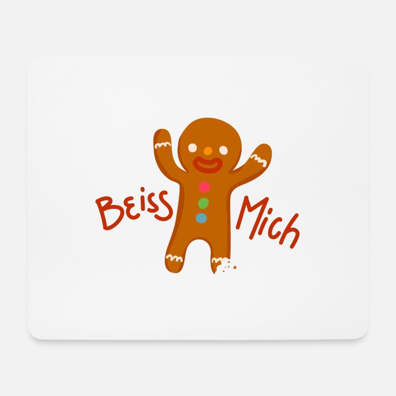 Lebkuchen Beiss mich Geschenk Keks Schoko X-Mas - Mousepad (Querformat) - Weiß