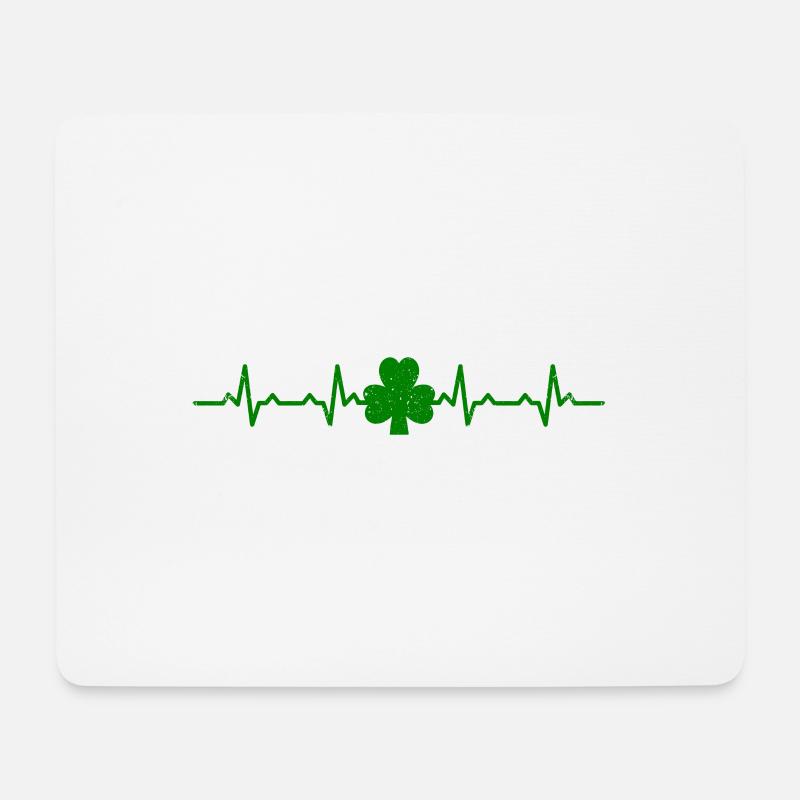 Irland Herzschlag Kleeblatt Irisch geschenk glück - Mousepad (Querformat) - Weiß
