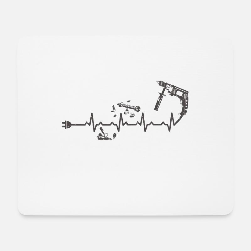 Akkuschrauber herzschlag geschenk Heimwerker job - Mousepad (Querformat) - Weiß