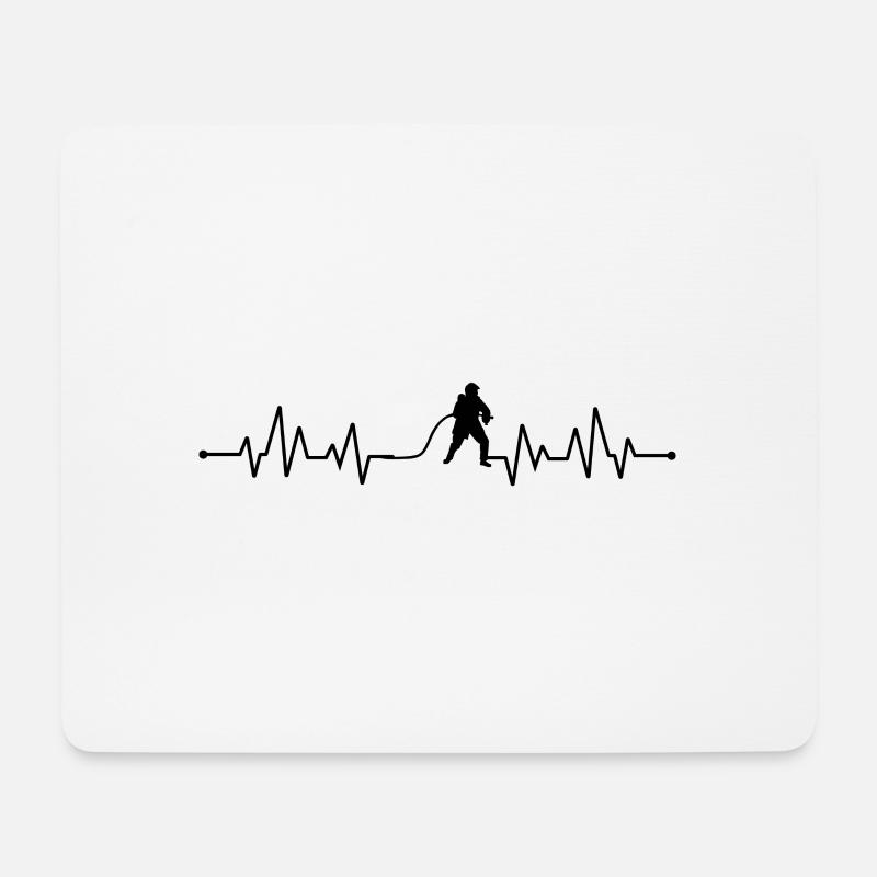 Herzschlag feuerwehrmann - Mousepad (Querformat) - Weiß