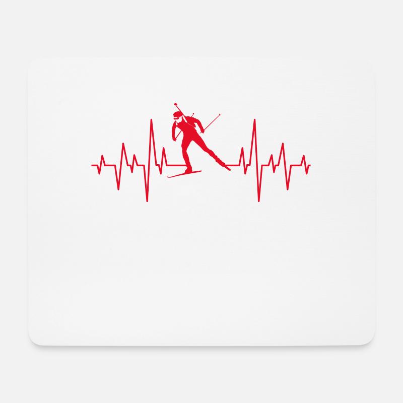 Biathlon Wintersport Herzschlag EKG Pulsschlag - Mousepad (Querformat) - Weiß