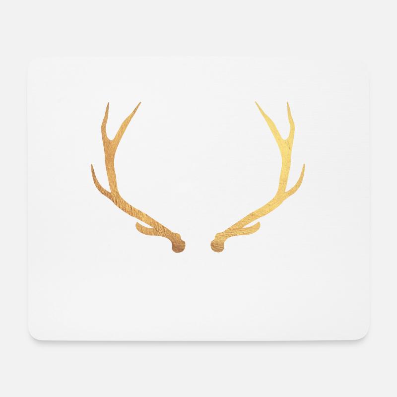 Gold Hirsch - Hirschgeweih - Mousepad (Querformat) - Weiß