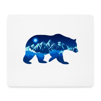 Bear at night in front of mountains in the forest - Mouse Pad (horizontal) - white - Front