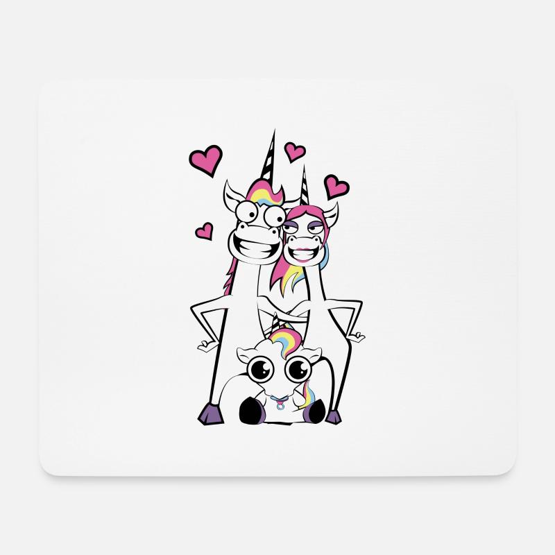 Familie Einhorn - Mousepad (Querformat) - Weiß