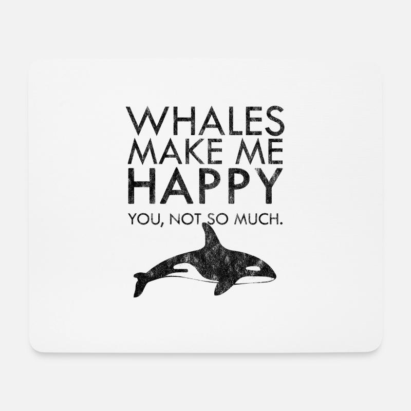 Whales make me happy Wal Meerestier Geschenk Idee - Mousepad (Querformat) - Weiß