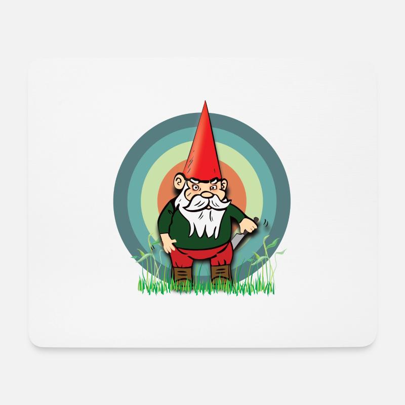 Böser und gemeiner Gartenzwerg Gnom Zwerg - Mousepad (Querformat) - Weiß