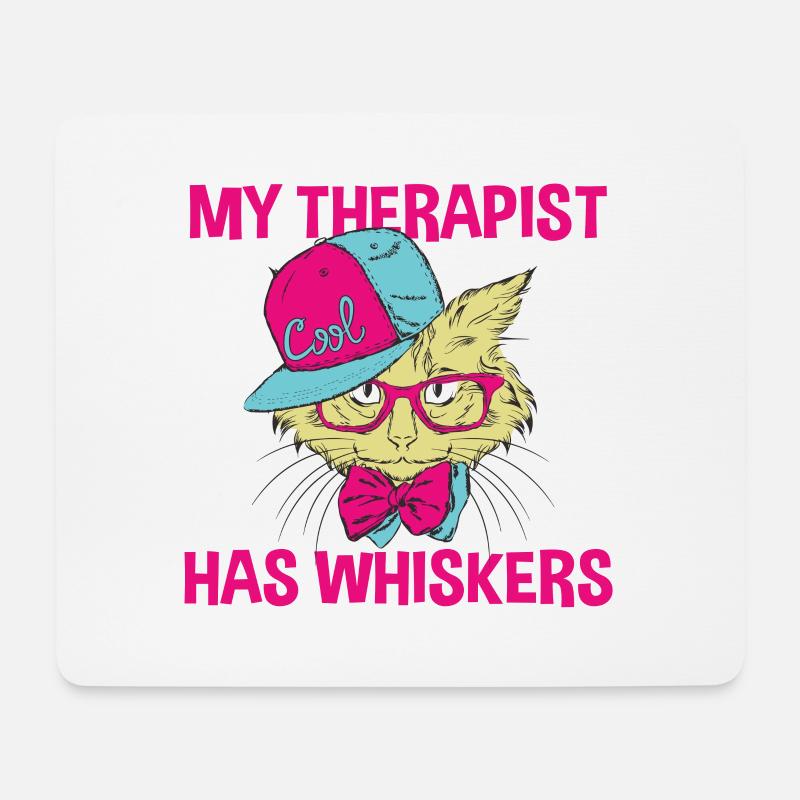Funny My Therapist Has Whiskers Gift - Mousepad (Querformat) - Weiß