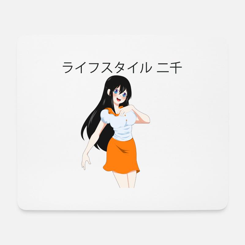 Anime girl 01 Text "Lifestyle2000" auf Japanisch - Mousepad (Querformat) - Weiß