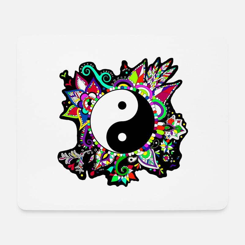 Buntes Yin und Yang Fanstasie Motiv - Mousepad (Querformat) - Weiß