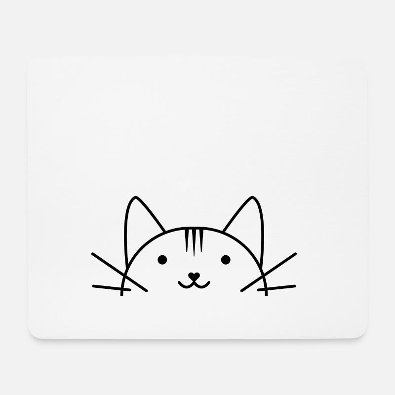 Süßer Katzenkopf comic Stil - Mousepad (Querformat) - Weiß