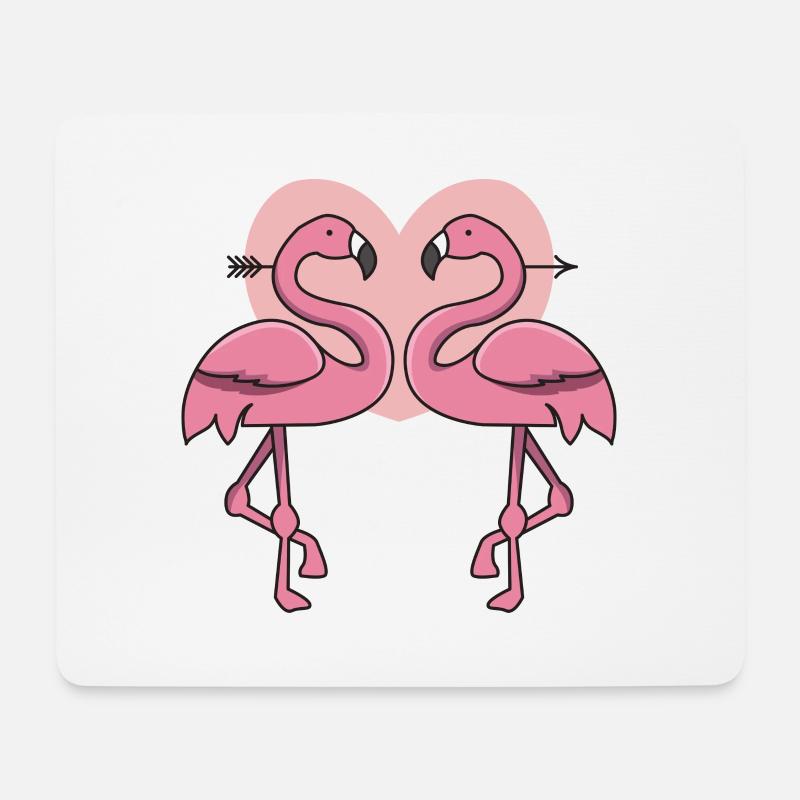 Herz Flamingo verliebt Geschenk pink exotisch - Mousepad (Querformat) - Weiß