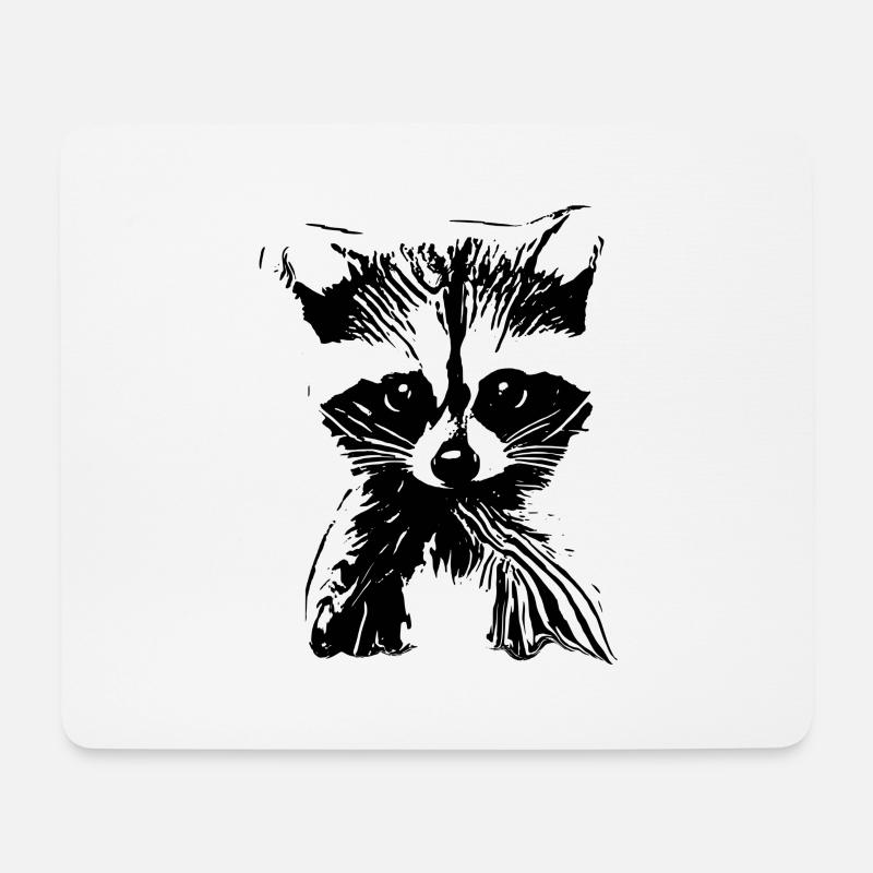 Waschbär - Mousepad (Querformat) - Weiß