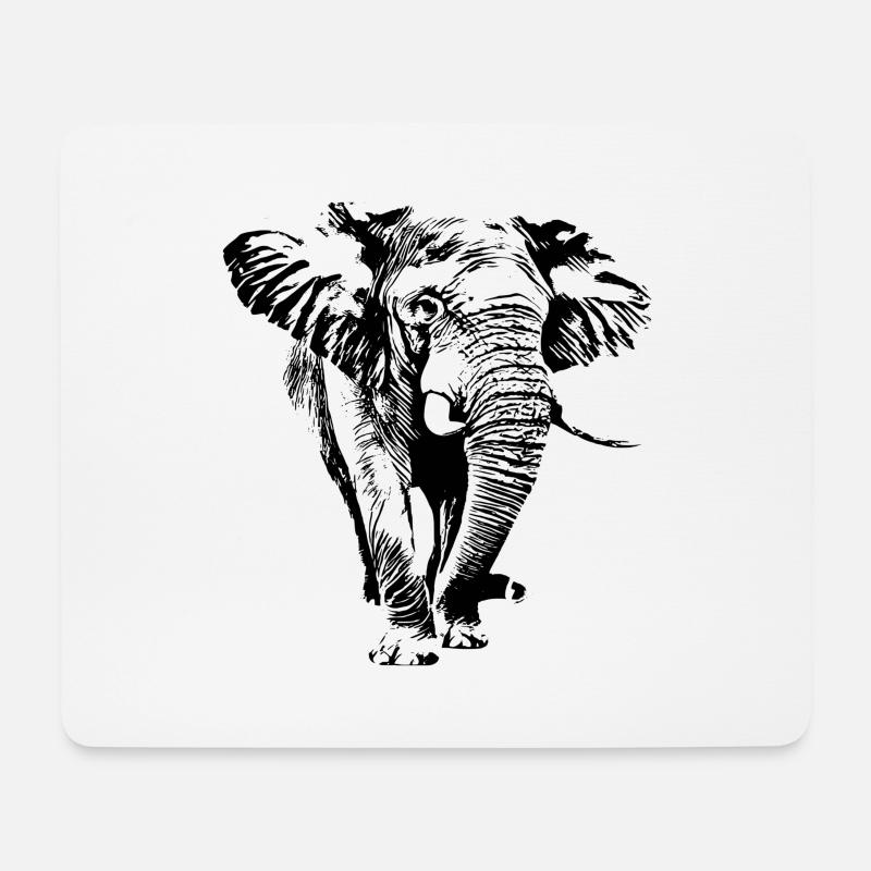 Elefant - Mousepad (Querformat) - Weiß