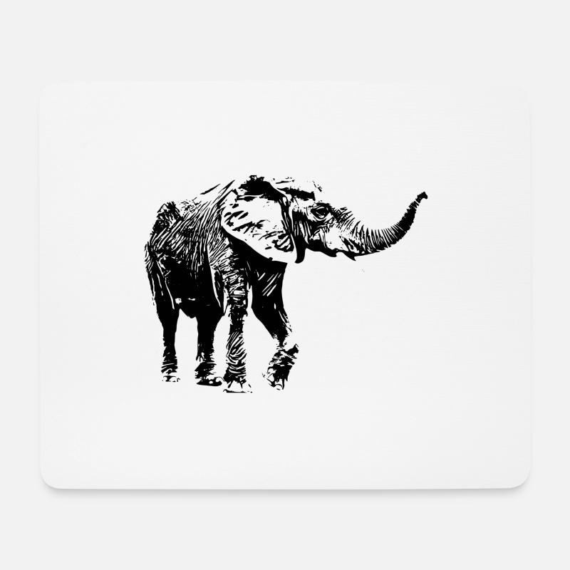 Elefant - Mousepad (Querformat) - Weiß