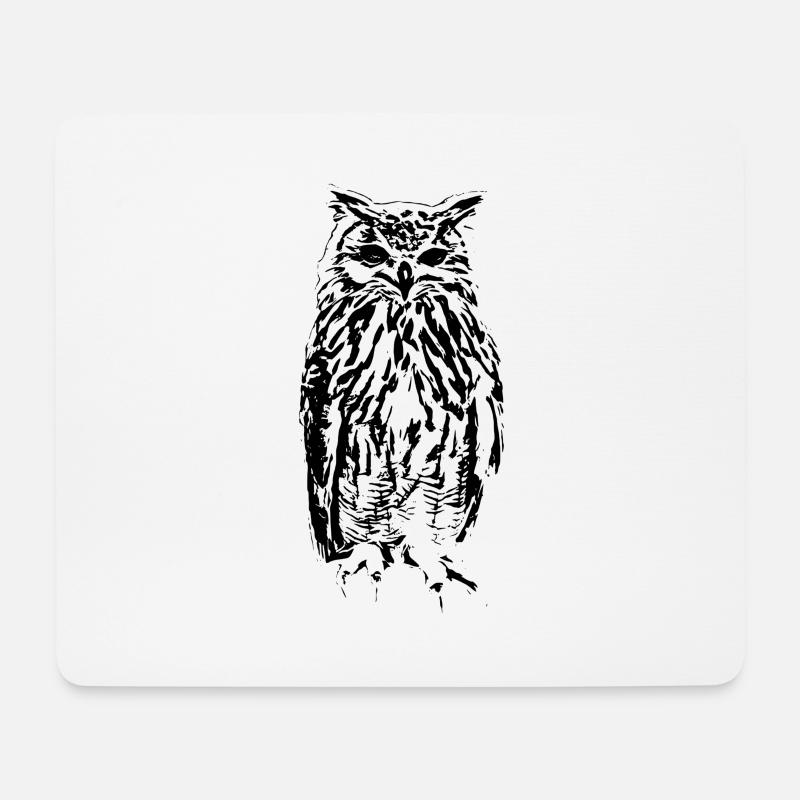 Eule - Mousepad (Querformat) - Weiß