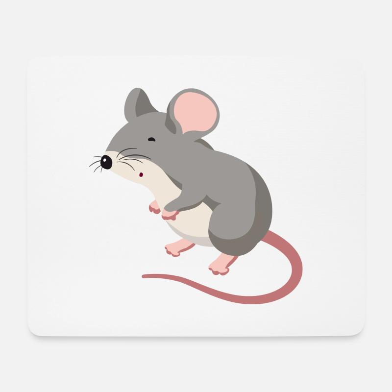 Maus Illustration – handgezeichnetes Tiermo - Mouse Pad (horizontal) - white