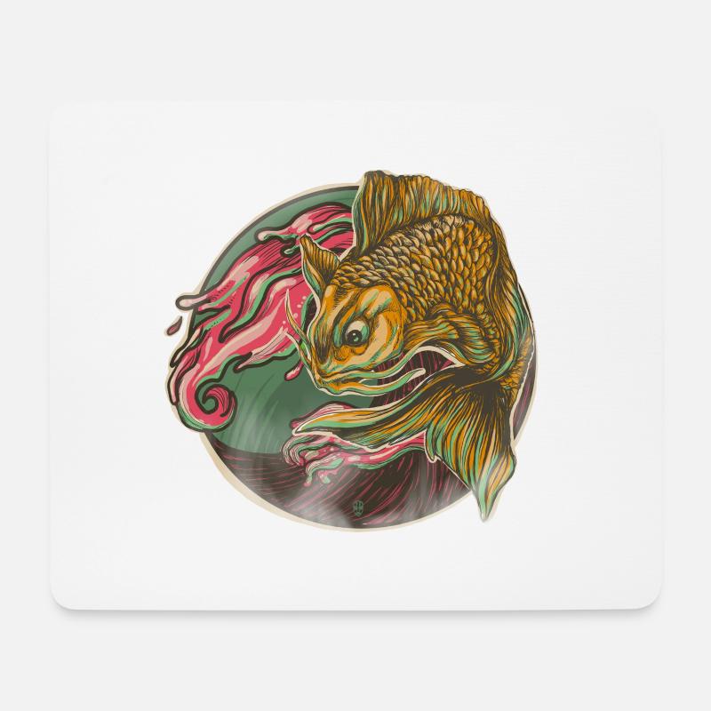 Japanischer Fisch - Mousepad (Querformat) - Weiß