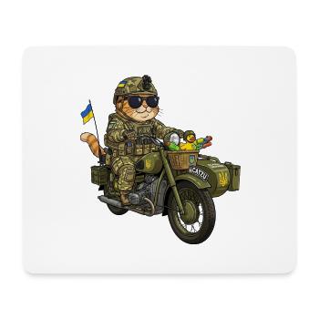 Ukraine Combat Kitten on Motorcycle (KZU) - Mouse Pad (horizontal) - white - Front
