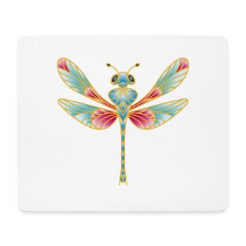 Magische Libelle im Buntglas-Stil - Mousepad (Querformat) - Weiß - Vorne