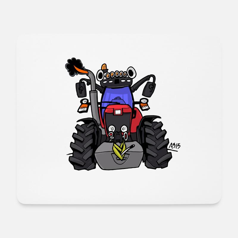0152 Roter Traktor - Mousepad (Querformat) - Weiß