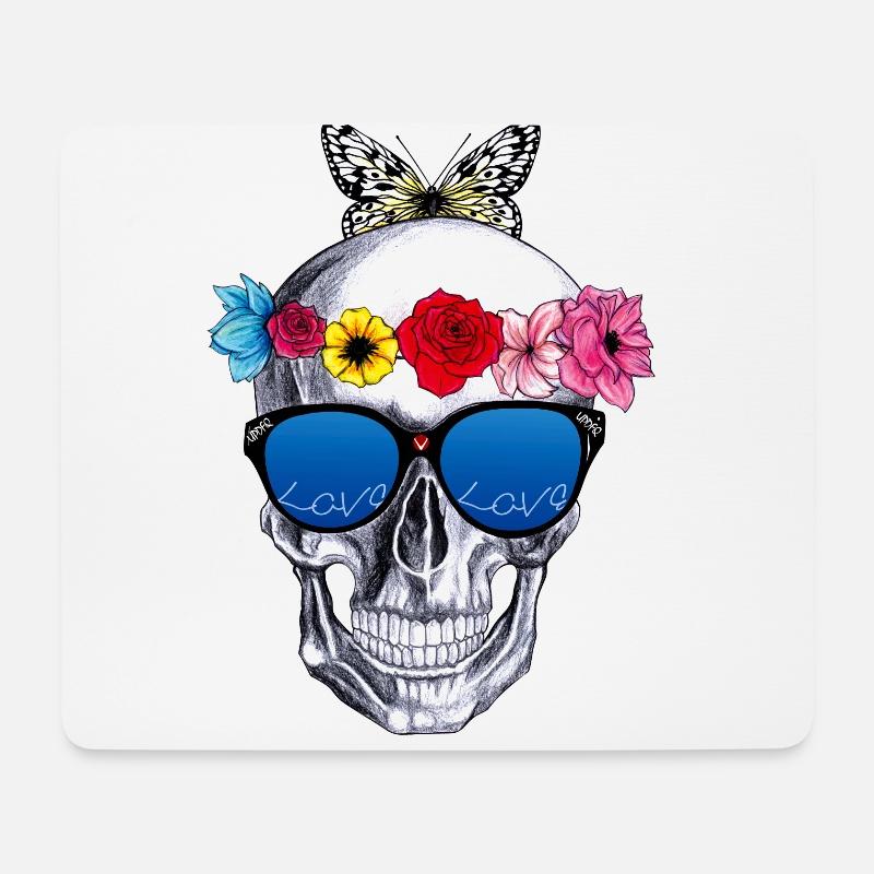 Flowers skul - Mouse Pad (horizontal) - white