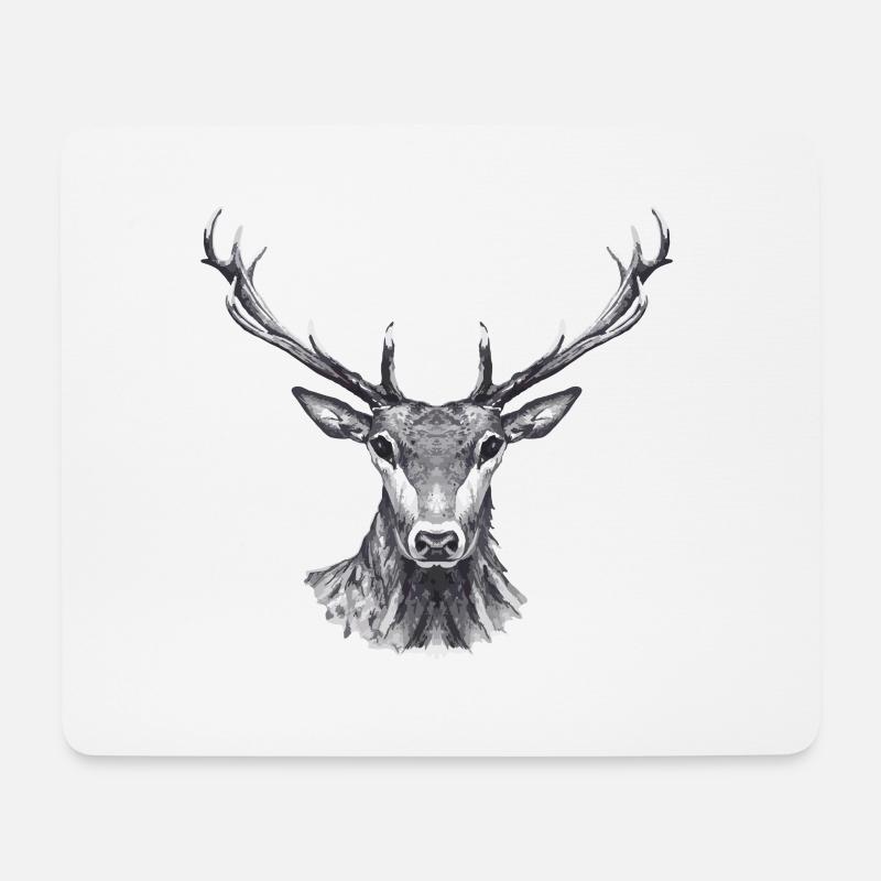 Hirsch - Mousepad (Querformat) - Weiß