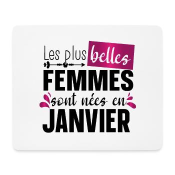 Janvier Femme Cadeau d’Anniversaire Rose Girly - Tapis de souris (format paysage) - blanc - Devant