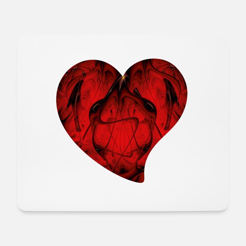 Fraktal - Rotes Herz - Mousepad (Querformat) - Weiß
