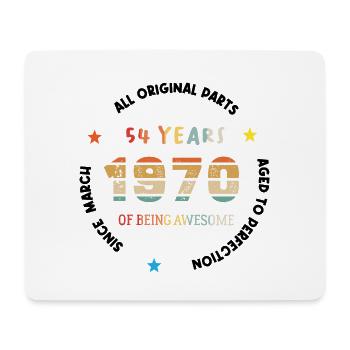 54 Years Old Made In 1970 Vintage March 1970 - Mouse Pad (horizontal) - white - Front