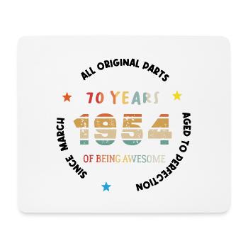 70 Jahre alt Baujahr 1954 Jahrgang März 1954 - Mousepad (Querformat) - Weiß - Vorne