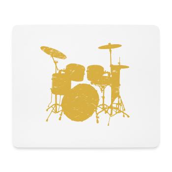 Vintage Retro Pop Art Schlagzeuger Gufts.Drumming Kit. - Mousepad (Querformat) - Weiß - Vorne