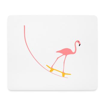 Flamingo auf Skateboard - Mousepad (Querformat) - Weiß - Vorne