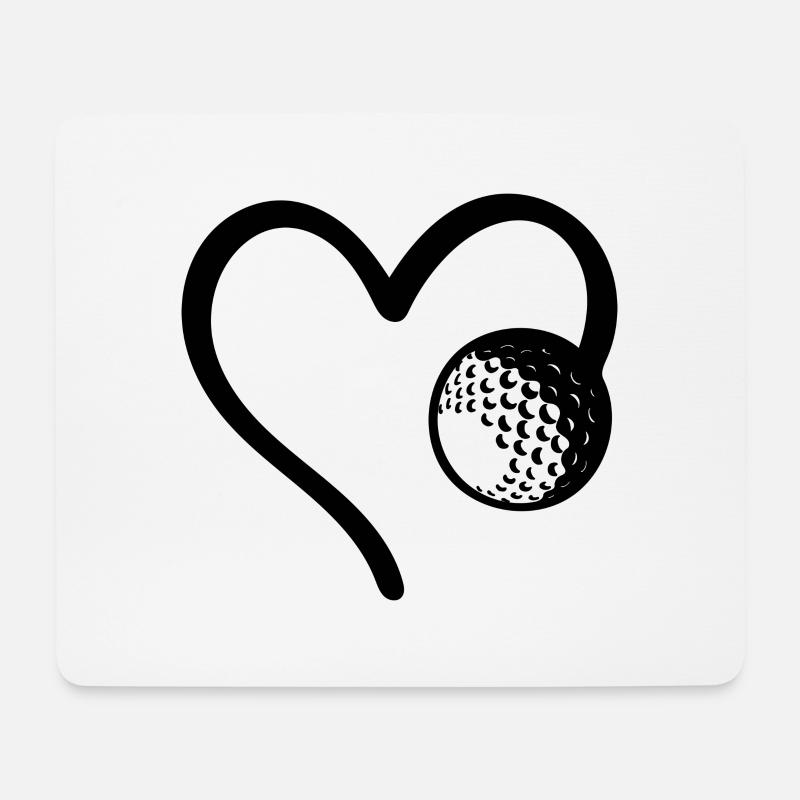 Golfball Herz Golfer - Mousepad (Querformat) - Weiß