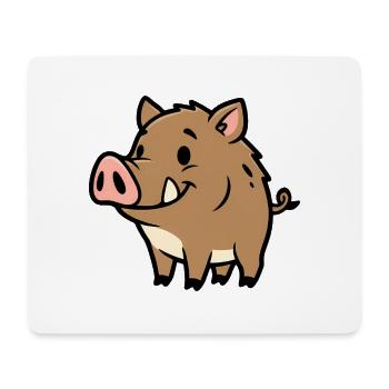 Süßes Wildschwein Comic Glücksbringer - Mousepad (Querformat) - Weiß - Vorne