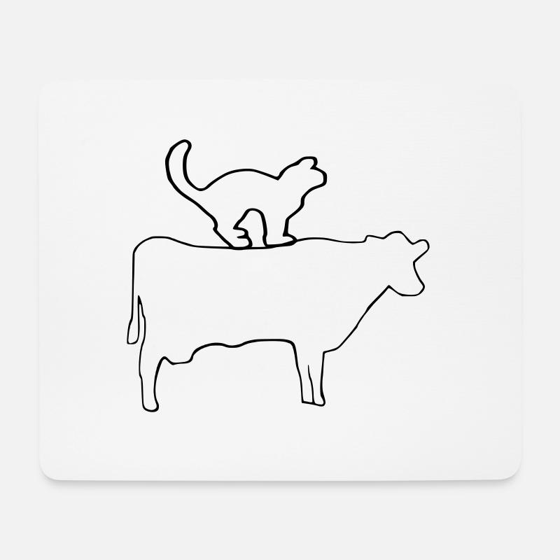 Katze Kuh - Mousepad (Querformat) - Weiß