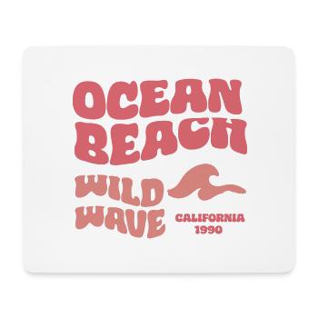 Ocean Beach - Retro Schrift Strand Welle Meer - Mousepad (Querformat) - Weiß - Vorne