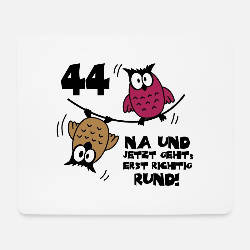 44. Geburtstag - Eulen "na und" - Mousepad (Querformat) - Weiß