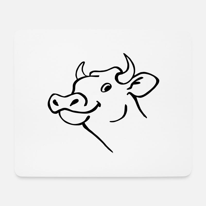 Kuh - Mousepad (Querformat) - Weiß