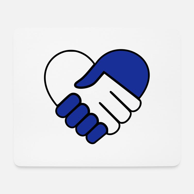 Main dans la main coeur bleu-incolore - Tapis de souris (format paysage) - blanc