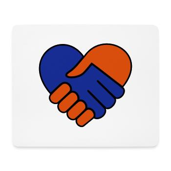 Hand in Hand Herz blau rot - Mousepad (Querformat) - Weiß - Vorne