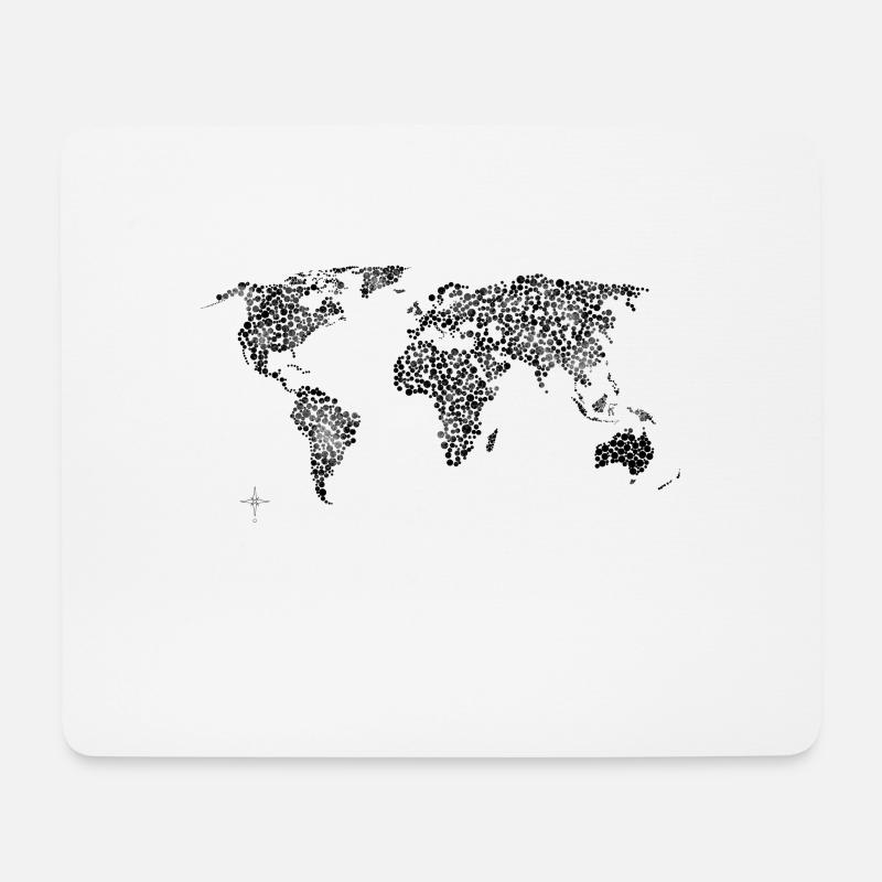 Weltkarte Reisen Punkte - Mousepad (Querformat) - Weiß