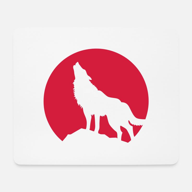 Wolf - Mousepad (Querformat) - Weiß