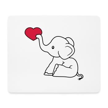 coeur amour donner l'amour amoureux elephant assis sweet - Tapis de souris (format paysage) - blanc - Devant