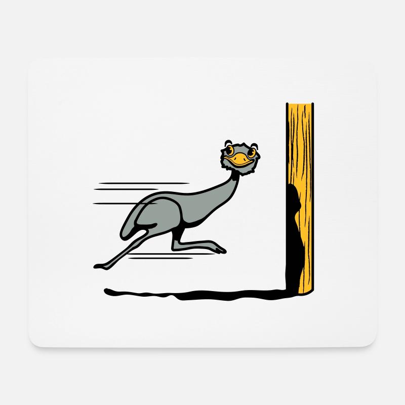 Lustig Emu Strauss rennen witzig comic Cool - Mousepad (Querformat) - Weiß