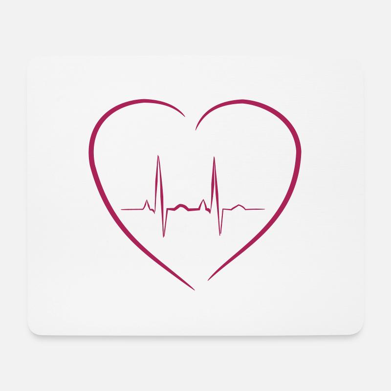 Herz mit EKG - Kardiologie - Mousepad (Querformat) - Weiß